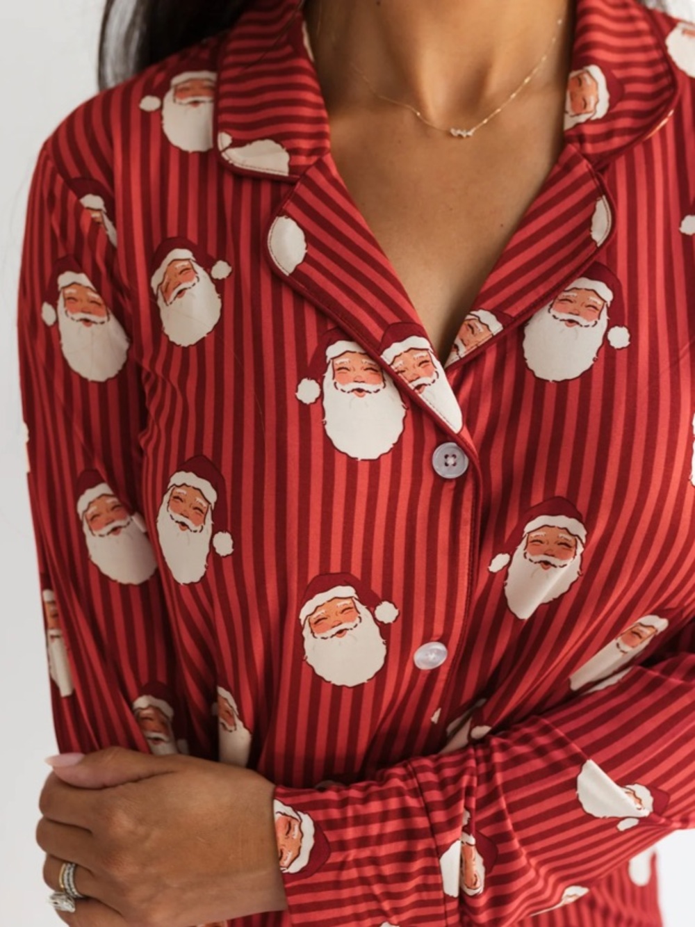 In My Jammers Santa Women's Pajama Set XS Bamboo 2 Pce Shirt & Pants Xmas - Picture 3 of 6